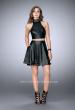 Picture of: Short Vegan Leather Two Piece with Gold Grommets in Black, Style: 24026, Detail Picture 1