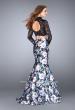 Picture of: Two Piece Mermaid Dress with Long Sleeve Lace Top in Print, Style: 24028, Back Picture