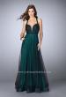 Picture of: A-line Tulle Dress with Lace Top and Deep V Neckline in Green, Style: 24034, Main Picture