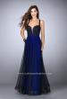Picture of: A-line Tulle Dress with Lace Top and Deep V Neckline in Blue, Style: 24034, Detail Picture 2