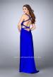 Picture of: Fitted Jersey Dress with Cut Outs a Beaded Back in Blue, Style: 24048, Back Picture