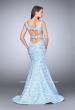Picture of: Rose Printed Prom Dress with Mermaid Skirt and Bow in Blue, Style: 24063, Back Picture