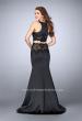 Picture of: Long Satin Two Piece Gown with Beaded Lace in Black, Style: 24083, Back Picture