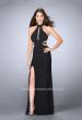 Picture of: Long Beaded Prom Dress with Attached Belt in Black, Style: 24084, Detail Picture 1