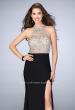 Picture of: Jersey Prom Gown with Sheer Beaded Top in Black, Style: 24090, Main Picture