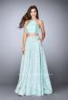 Picture of: Floral Two Piece A-line Dress with High Neck Top in Blue, Style: 24101, Main Picture