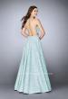 Picture of: Floral Two Piece A-line Dress with High Neck Top in Blue, Style: 24101, Back Picture