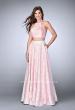 Picture of: Floral Two Piece A-line Dress with High Neck Top in Pink, Style: 24101, Detail Picture 1