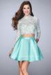 Picture of: Short Two Piece Dress with Long Sleeve Lace Top in Blue, Style: 24107, Main Picture