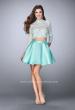 Picture of: Short Two Piece Dress with Long Sleeve Lace Top in Blue, Style: 24107, Detail Picture 1