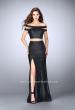 Picture of: Off The Shoulder Two Piece Vegan Leather Prom Dress in Black, Style: 24109, Main Picture