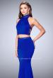 Picture of: Beaded Collar Long Prom Dress with Cut Outs in Blue, Style: 24119, Main Picture