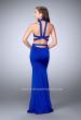 Picture of: Beaded Collar Long Prom Dress with Cut Outs in Blue, Style: 24119, Back Picture
