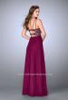 Picture of: Chiffon A-line Dress with Beaded Top and Cutout Back in Pink, Style: 24121, Back Picture