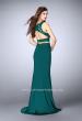 Picture of: Two Piece Jersey Gown with Lace top and Belt in Green, Style: 24128, Back Picture