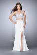 Picture of: Two Piece Jersey Gown with Lace top and Belt in White, Style: 24128, Detail Picture 1