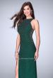 Picture of: Long Beaded Prom Dress with Lace Up Sides in Green, Style: 24138, Main Picture