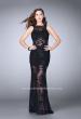 Picture of: Lace Romper Prom Dress with Scalloped V Back in Black, Style: 24145, Main Picture