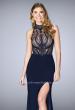 Picture of: Embroidered Prom Gown with High Neck and Side Slit in Blue, Style: 24194, Main Picture