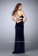 Picture of: Velvet Prom Dress with High Neck and Pockets in Blue, Style: 24218, Back Picture