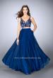 Picture of: Two Piece A-line Dress with Sheer Lace Bustier Top in Blue, Style: 24237, Main Picture