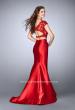 Picture of: Two Piece Mermaid Dress with Lace Top and Cap Sleeves in Red, Style: 24239, Back Picture