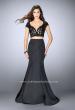 Picture of: Two Piece Mermaid Dress with Lace Top and Cap Sleeves in Black, Style: 24239, Detail Picture 1