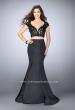 Picture of: Two Piece Mermaid Dress with Lace Top and Cap Sleeves in Black, Style: 24239, Detail Picture 2