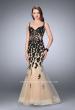 Picture of: Lace Mermaid Gown with Tulle Skirt and Lace Up Front in Black, Style: 24240, Main Picture