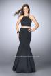 Picture of: Satin Two Piece Gown with Beading and Strappy Back in Black, Style: 24243, Detail Picture 1