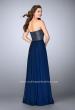 Picture of: Strapless A-line Gown with Beaded Top and Chiffon Skirt in Blue, Style: 24246, Back Picture