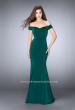 Picture of: Fitted Off the Shoulder Jersey Dress with Open Back in Green, Style: 24250, Detail Picture 3