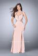 Picture of: Fitted Prom Dress with Slits and Beaded Side Cut Outs in Pink, Style: 24259, Main Picture