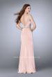 Picture of: Fitted Prom Dress with Slits and Beaded Side Cut Outs in Pink, Style: 24259, Back Picture