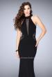 Picture of: Long Jersey Prom Dress with Fishnet Detailing in Black, Style: 24261, Main Picture