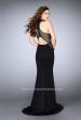 Picture of: Long Jersey Prom Dress with Fishnet Detailing in Black, Style: 24261, Back Picture