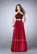 Picture of: Two Piece A-line Dress with Satin Skirt and Lace Top in Red, Style: 24264, Detail Picture 2
