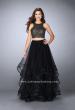Picture of: Long Two Piece A-line Dress with Tiered Tulle Skirt in Black, Style: 24268, Detail Picture 1