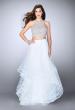 Picture of: Long Two Piece A-line Dress with Tiered Tulle Skirt in White, Style: 24268, Detail Picture 2