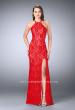 Picture of: Lace Prom Dress with Strappy Back and Side Slit in Red, Style: 24293, Main Picture