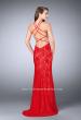 Picture of: Lace Prom Dress with Strappy Back and Side Slit in Red, Style: 24293, Back Picture