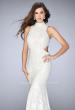 Picture of: Beaded Lace Dress with Side Cut Outs and Open Back in White, Style: 24294, Main Picture