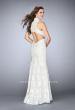 Picture of: Beaded Lace Dress with Side Cut Outs and Open Back in White, Style: 24294, Back Picture