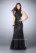 Picture of: Beaded Lace Dress with Side Cut Outs and Open Back in Black, Style: 24294, Detail Picture 2