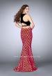 Picture of: Polka Dot Two Piece Dress with High Neck Velvet Top in Print, Style: 24297, Back Picture
