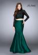 Picture of: Two Piece Mermaid Dress with Long Sleeve Lace Top in Green, Style: 24302, Back Picture