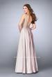 Picture of: Satin A-line Dress with Beaded Top and Deep V Neckline in Nude, Style: 24305, Back Picture