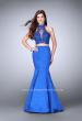 Picture of: Two Piece Mermaid Dress with Sheer Lace High Neck Top in Blue, Style: 24306, Main Picture