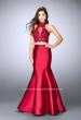 Picture of: Two Piece Mermaid Dress with Sheer Lace High Neck Top in Red, Style: 24306, Detail Picture 1