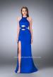 Picture of: Strappy Neoprene Dress with High Neck and Side Slit in Blue, Style: 24312, Main Picture
